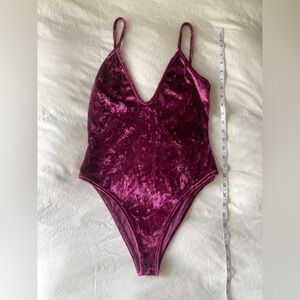 Velvet Burgundy Bodysuit, Small